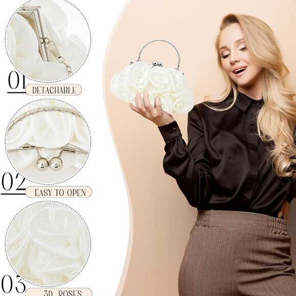 Versatile Floral Clutch Purse with Detachable Strap for Effortless Style - Picture 3 of 6